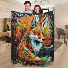 Ririx Bunte abstrakte Füchse Überwurfdecke Tier Füchse Decke, für Bett, Couch, Sofa, Stuhl, Camping und Reisen, leichte Decke, groß (203 x 152 cm)
