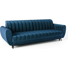 Siblo Sofa Carla 3 Collection - Sofa with Sleep Function - Elegant Couch - Living Room Furniture - Comfortable Sofa Bed - Sofa 3-Seater - Folding Sofa with Bed Box - 242 x 97 x 85 cm - Blue