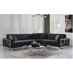 Jv Möbel Luxury Corner Sofa Textile Couchen Furniture Corner Set Metal Elements Couch Sofa