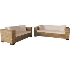 Camerina Sofa Set 2-Seater and 3-Seater Real Rattan Lounge Sofa Set Armchair Couch Lounge Sofa Upholstered Sofa Set Living Room