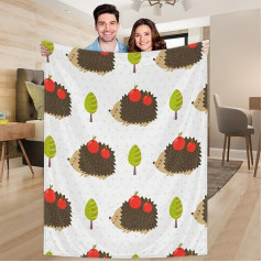 Ririx Überwurfdecke mit Igel-Äpfeln, für Bett, Couch, Sofa, Stuhl, Camping und Reisen, leichte Decke, groß (203,4 x 152,4 cm)