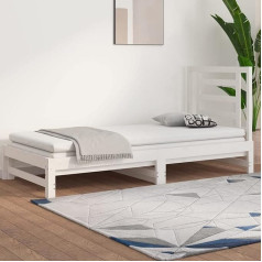 ‎Rongqi RONGQI Tagesbett Ausziehbar, Schlafsofa, Couch Mit Schlaffunktion, Bettsofa, Sofabett, Sofa Bed, Daybed, Schlafcouch, Jugendbett, Couch Bett, Weiß 2X(90x190) cm Massivholz Kiefer