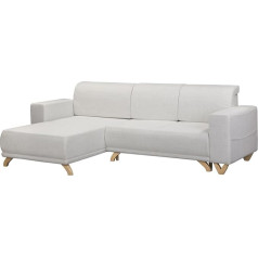 S-Style Möbel Laura Corner Sofa, 5-Seater Corner Couch with Sleep Function, Bed Box, Sofa, Living Room, Lounge Couch, Wooden Feet, Freestanding Cushion, Sofas, Couches, Scandinavian Design, Light