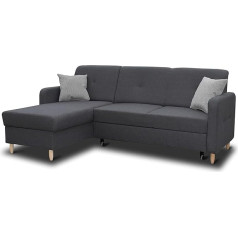 Sofnet Oslo Corner Sofa with Sleep Function and Bed Box Scandinavian Design Set Upholstered, Wooden Feet