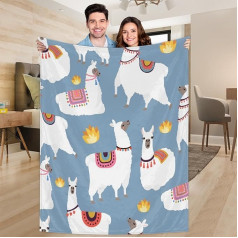 Ririx Süße Lamas Überwurfdecke, Decke, für Bett, Couch, Sofa, Stuhl, Camping und Reisen, leichte Decke, groß (203 x 152 cm)