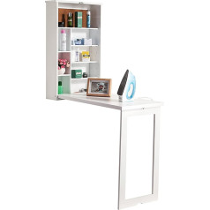 Qinaidi Wall Mounted Table, Multifunctional Folding Computer Desk for Home Office with Large Storage Space for Dining Room, Study Room, Kitchen, Bar