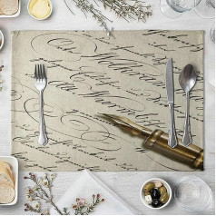 Homxi Place Mat Set of 2 Wipe Clean Waterproof 40 x 30 cm Linen Cotton Piano Extension Place Mats Black Gold Beige