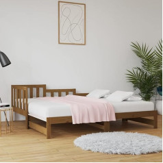 Zeyuan Tagesbett Ausziehbar, Schlafsofa, Couch Mit Schlaffunktion, Bettsofa, Sofa Bed, Sofabett, Daybed, Schlafcouch, Couch Bett, Jugendbett, Honigbraun 2X(80x200) cm Massivholz Kiefer