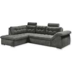Stella Trading OMAN 2 Corner Sofa with Sleep Function, Anthracite, Modern Corner Couch in L-Shape with Bed Box and Arm Parts Adjustment, 283 x 84 (101) x 193 cm (W x H x D)