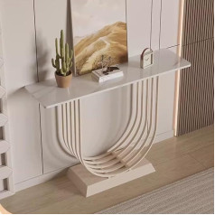 Isolay Modern Hallway Table for Entryway, Narrow Sofa Table with U-shaped Base, Galvanised Iron Frame, White Stone Top Top, for Living Room, Hallway (Color : Milk White, Size : 10