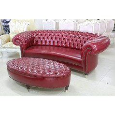Jvmoebel Chesterfield 3 Seater + Stool Couch Set Upholstered Furniture Leather Sofas Couchen