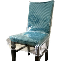 ‎Swanna Swanna 2 Pack Plastic Dining Chair Covers with Backrests Clear PVC Waterproof Fit 21
