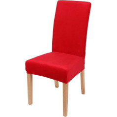 LINGKY Velvet Stretch Dining Room Chair Covers - Spandex Plush Short Chair Covers, Washable Removable Chair Slipcover Dining Chair Protective Cover for Kitchen, Dining Room (Red, Set of 2)