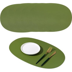 Tauoduyy Platzsets Tischsets 6er-Set, ovale Leder-Isolierunterlage, hitzebeständige, leicht zu reinigende, abwischbare, wasserdichte, waschbare Tischsets, for Küche/Esszimmer/Terrassen-Tischdekorationen/Tischs