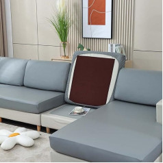 ‎Sjh SJH Waterproof Faux Leather Sofa Cover with Elastic Band Non-Slip Slipcover for Caravan Couch Seat Cushion Anti-Stratch Corner Furniture Sofa Seat Cover Grey