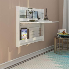 Siocnieqae Wandtisch wandmontierter klapptisch folding table wall kitchen，Nur 8 cm faltbar, mit Ablageflächen und Stöpseln oben und unten, mit Gummizug, leicht zu falten, geeignet für Schlafzimmer, Küche ( Color