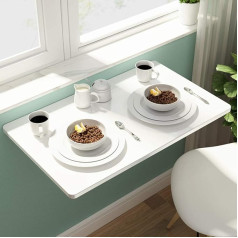 Folding Wall Table, Multifunctional Floating Workbench, Dining Table, Desk, Coffee Table, for Kitchen, Dressing Table, 20 Sizes, White (90 x 40 cm / 35.5 x