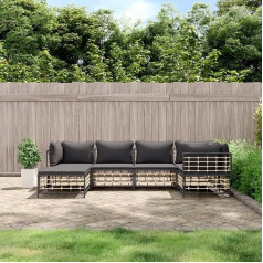 Whopbxgad Living Room Furniture Sets,Couch Sets for Living Room,Sofa Bed,6-TLG. Garten-Lounge-Set mit Kissen Anthrazit Poly Rattanmodular Sofa,modular Couch,Outdoor Patio Furniture,