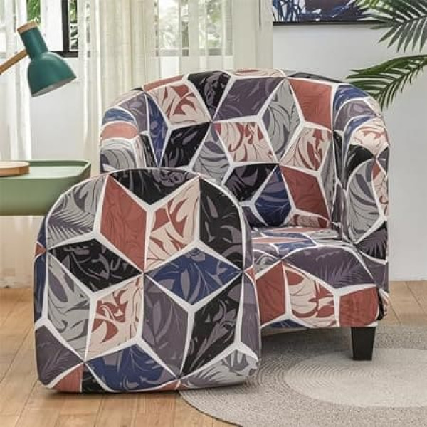 Topchances Tub Chair Covers - 2 Piece Set Bucket Seat Covers Soft Stretch Club Chair Chair Covers for Dining Room Living Room Internet Cafe Bar Office Reception (Rim)