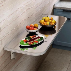 Generisch Robuster, an der Wand montierter Klapptisch für die Küche, Bar, kleiner Drop-Leaf-Schreibtisch, faltbar mit Edelstahlhalterung, schwebend, für Schlafzimmer, Waschküche, an der Wand montierter Klappti