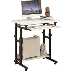 Oyymte Movable Standing Desk, Height Adjustable, Mobile Laptop Cart Stand, Rolling Tray, Sofa Side Bed Table, Portable, with Wheels (Color : Multicolor)