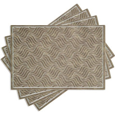 SOVORM Braune Leder-Tischsets for Esstisch, 4er-Set, Abwischbare Tischsets, Hitzebeständige, rutschfeste, Rechteckige Tischsets for Den Innen- Und Außenbereich