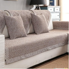 HM&DX Cotton Knitted Sofa Cover Sofa Throw Multi-Size Non-Slip Dirt-Resistant Plain Sofa Cover for Sectional Doors Couch Brown 70 x 240 cm (28 x 94 inches)