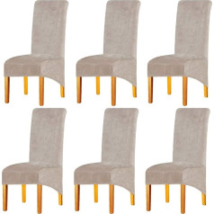 ‎Lansheng LANSHENG Stretchy XL Chair Covers for Dining Room Chairs, Stretch Spandex with Elastic Band Chair Cover, Velvet Large Dining Chair Slipcovers for Restaurant, Hotel, Party, Banquet (Camel, Set of 6