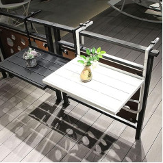 Durags Outdoor Balcony Railing Table, Folding Hanging Side Tables, Adjustable Patio Garden Table, Computer Dining Room Bar Counter Table (Color : White, Size : 60x40cm)