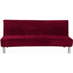 ‎Aisaving Sofa Slipcover Velvet Plush 3 Seater Winter Thick Stretch Fabric Sofa Bed Cover Solid Color Non-Slip Elastic Fits Folding Sofa Without Armrests Red
