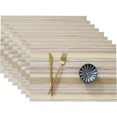 Temkin Placemats, Easy Clean Plastic Placemats Washable Kitchen Table Heat Resistant Placemats 30x45cm Set of 4 (Color : Beige, Size : 12pcs) (Beige 12pcs)