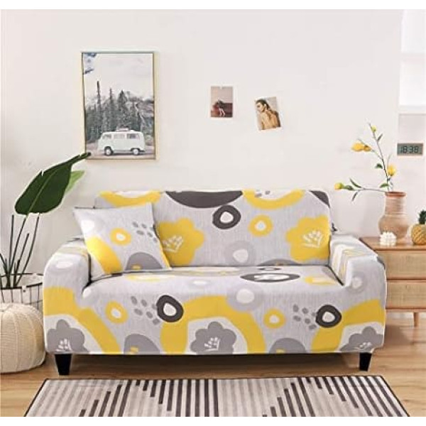 Treer Sofa Überwürfe Sofabezug Elastische,1 2 3 4 Sitzer Elastisch Stretch Slipcover Couch Sofa Schonbezug Polyester Abwaschbar Antirutsch Sofa Hussen (Gelbe Blütenblätter,4 Sitzer(235-300cm))