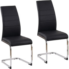 Hti-Line SallyC PU 2-Seater Cantilever Dining Room Chair Faux Leather Black