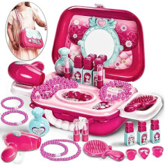 Buyger 21 Piece Princess Role-play Makeup Set - Children’s Beauty Bag / Suitcase Toy - Shoulder Bag for Girls