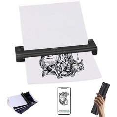 YLRONGTIAN Tattoo Printer Machine Tattoo Transfer Machine Tattoo Copier Thermal Stencil Maker with 15 Transfer Paper, Compatible with iOS Phone / PC, Black