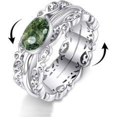 POPLYKE Sunflower Fidget Rings for Anxiety 925 Sterling Silver Spinner Rings for Women Anti Stress Mood Rings Gifts