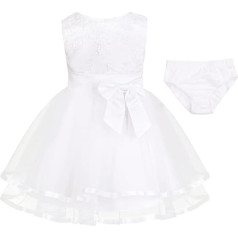 Agoky Baby Girl Clothing Set Festive Dress with Briefs Flower Girl Dress Tulle Dress Lace Christening Dress Wedding Birthday Party Outfits
