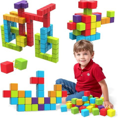 Pairez Toys Magnetische Bausteine, 1,65 Zoll große magnetische Stapelwürfel für Kleinkinder, sensorische & Montessori-Spielzeuge für Jungen & Mädchen von 1, 2, 3 Jahren (36 Stück)