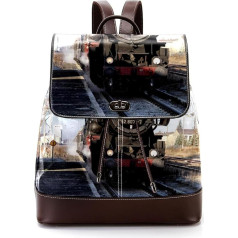 Personalisierte Schultaschen für Teenager mit Zug, Dampfverkehr, Eisenbahn, Büchertaschen für Teenager, Mehrfarbig, 27x12.3x32cm, Rucksack Rucksäcke