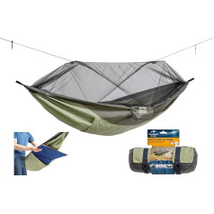 AMAZONAS Ultra-Light Moskito Traveller Thermo Hängematte mit Moskitonetz – Nylon-Ripstop, atmungsaktiv, für Camping, Trekking und Backpacking, Isomatten-kompatibel, mit integriertem Stoffbeutel