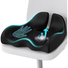 A-Pce Extra Large Memory Seat Cushion for Office Chair Pressure Relief Sciatica & Tailbone Pain Relief Memory Foam Firm Coccyx Pad for Long Sitting, for Office Chair, Gaming Chair and Car Seat, Black,