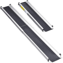 2 x Wheelchair Ramps, 74.5-122 cm, Aluminium Ramp, Wheelchair, Telescopic Ramp with Textile Bag, Non-Slip Telescopic Ramp for Stairs, Obstacles, House Steps