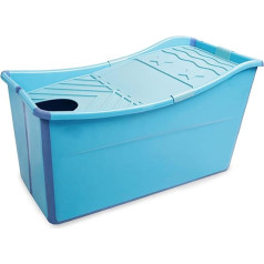 Gweat Kids Portable Folding Bathtub Swimming Pool Large Freestanding Corner Bathtub Bath Bucket for Adult/Elderly Spa Raiser, Long Insulation Time with Cover (Color : Blue)