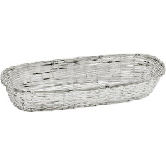 EDZARD Basket Bread Basket Baguette (13 x 34 cm), Metal Braided, Oblong, Elegant Silver-Plated, Tarnish-Resistant