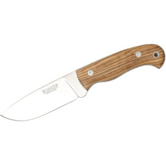 Joker Montés II CO58 Hunting Survival Knife Olive Wood Handle Belt Knife with 11 cm Blade and Brown Leather Sheath Tool for Fishing, Hunting, Camping and Hiking