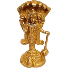 Purpledip Brass Statue Lord Vishnu: Hindu God Idol Sculpture Home Temple Decor Gift (11189)