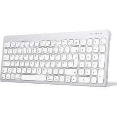 OMOTON Bluetooth Kabellos Tastatur für Mac OS(MacBook Air/Pro/iMac/Pro), Leise-Tastatur Ultraslim, KB155 Tastatur Mac, QWERTZ Deutsche Wireless Keyboard, Silber