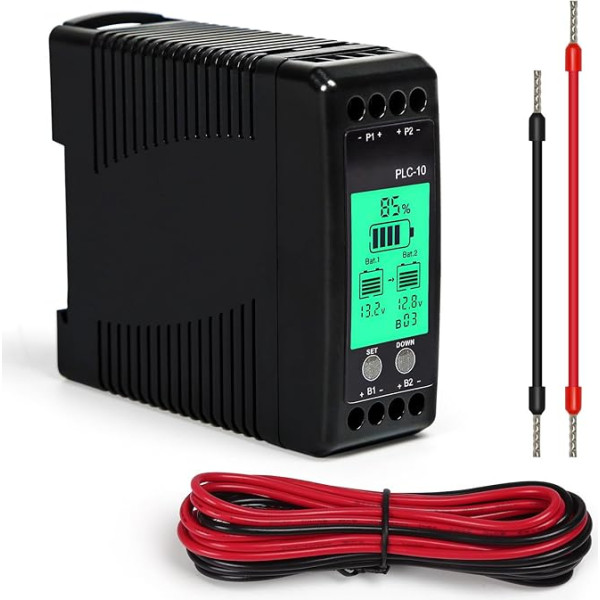 Jadeshay 24V Batterie Equalizer PLC-10 Battery Equalizer Balancer 2x12V for Bleisäure/Lithiumbatterien/Nickelmetallhydrid/Solarladesystem