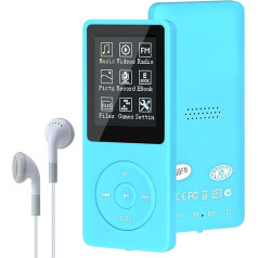 MP3/MP4 Digital Music Player, Lychee Upgrade, 8GB Portable HiFi Lossless Sound Music Player with Music/Video/Voice Recording/FM Radio/E-Book Reader, Support up to 64GB (Light Blue)