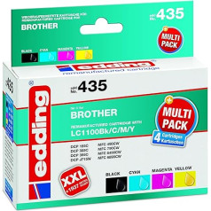 edding EDD-435 Ink Cartridge Multipack 4 - Black, Cyan, Magenta, Yellow - 1x 17 ml + 3x 9 ml - Yield 1x 735 3x 855 Pages - Replaces Brother LC1100BK/C/M/Y